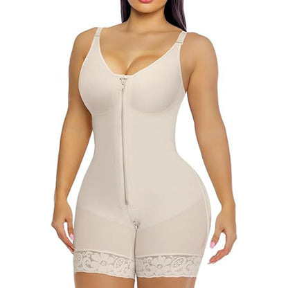 SCULPVIA Fajas Colombianas Moldeadoras Postpartum Shapewear for Women Tummy Control Butt Lifter Body Shaper with Zipper Crotch